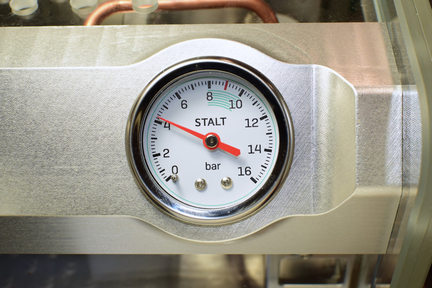 Stalt espresso pressure gauge with 9 bar redline