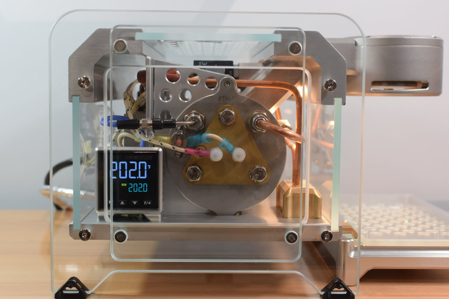 Bluetooth pid set at 202 degrees for optimal espresso